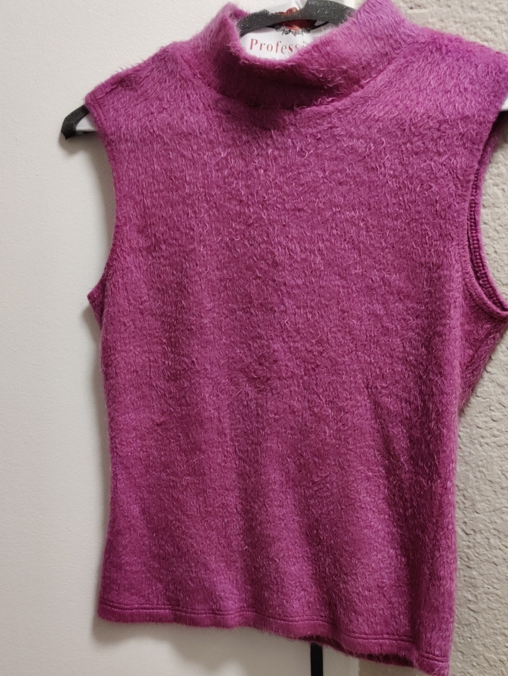 Forever 21 Fuzzy Sleeveless Mock Neck Top in Hot Pink